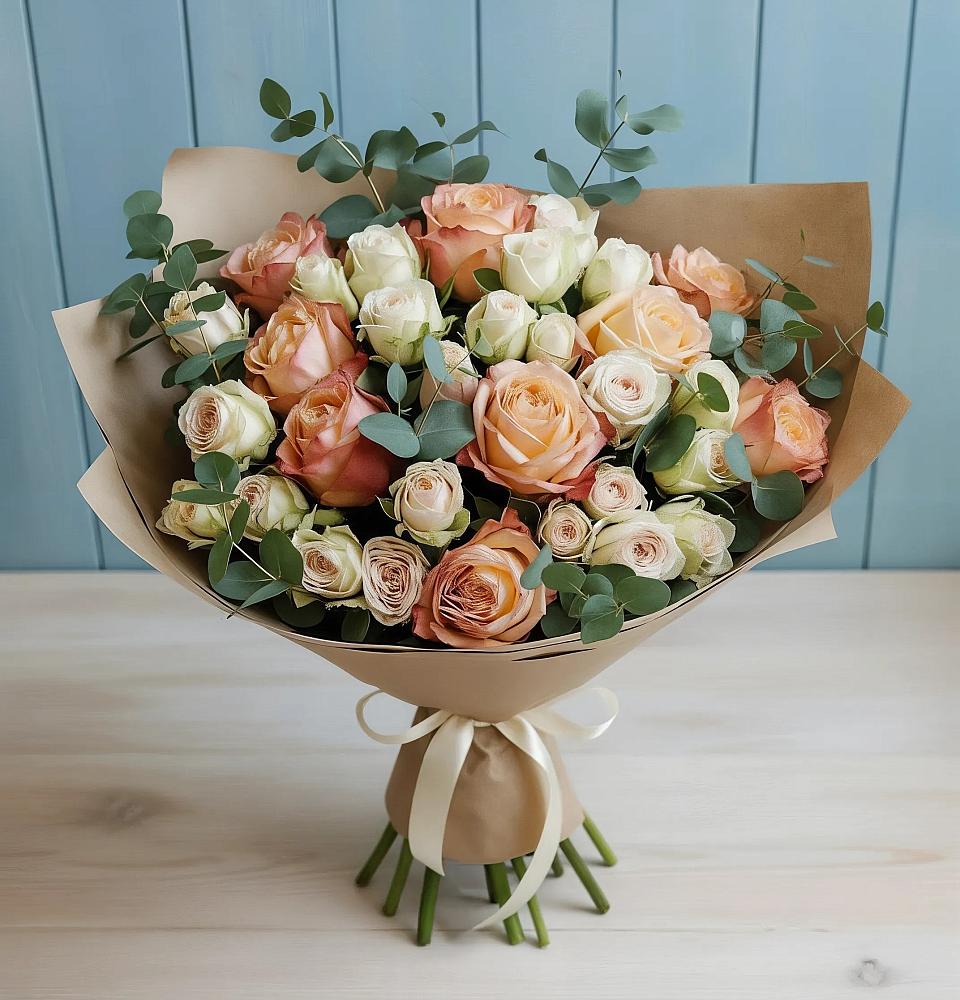 Букет цветов из: Альстромерии и Розы в Черницыне