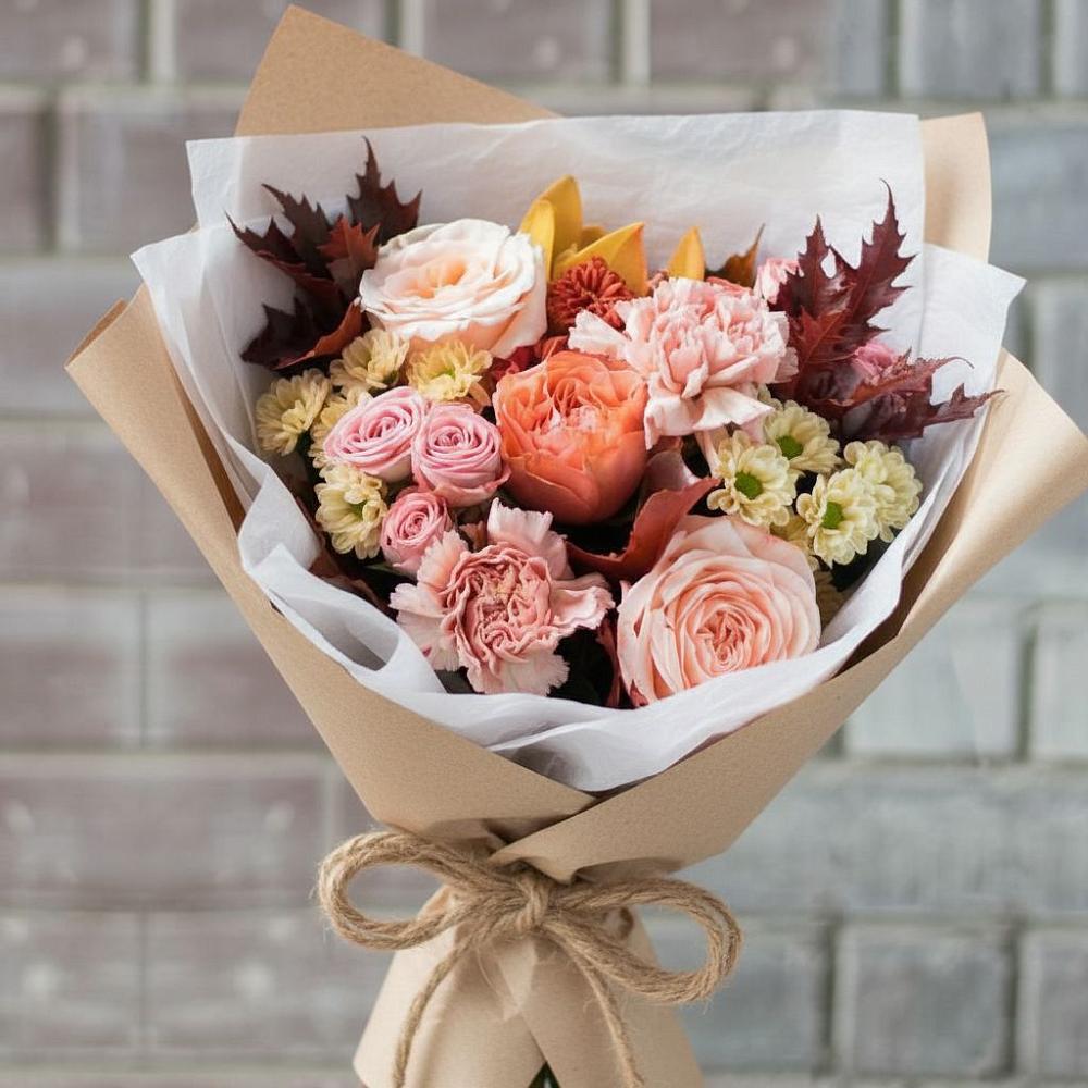 Букет цветов из: Гвоздики, Хризантемы и Розы в Черницыне