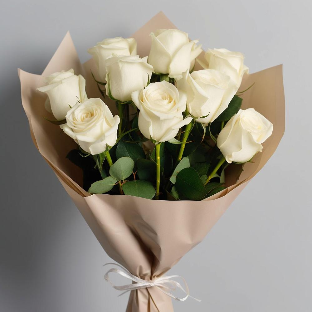 Букет 9 Белых роз Эдлесс Лав в Черницыне