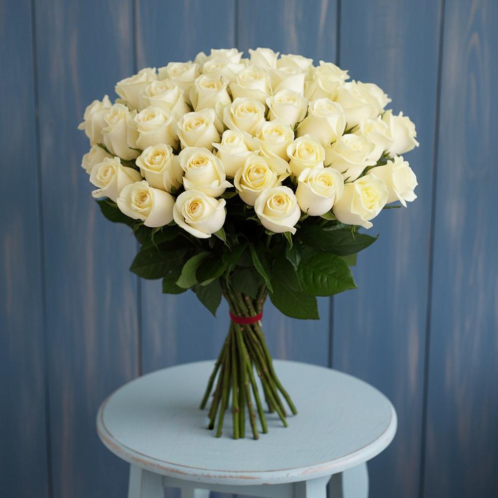 Букет 51 Белая роза Эдлесс Лав в Черницыне