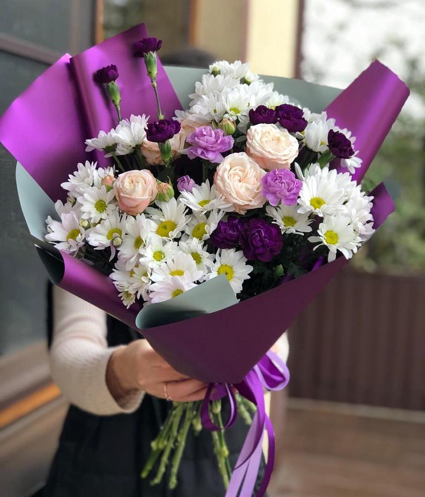 Букет цветов из: Хризантемы, Гвоздики и Розы в Черницыне