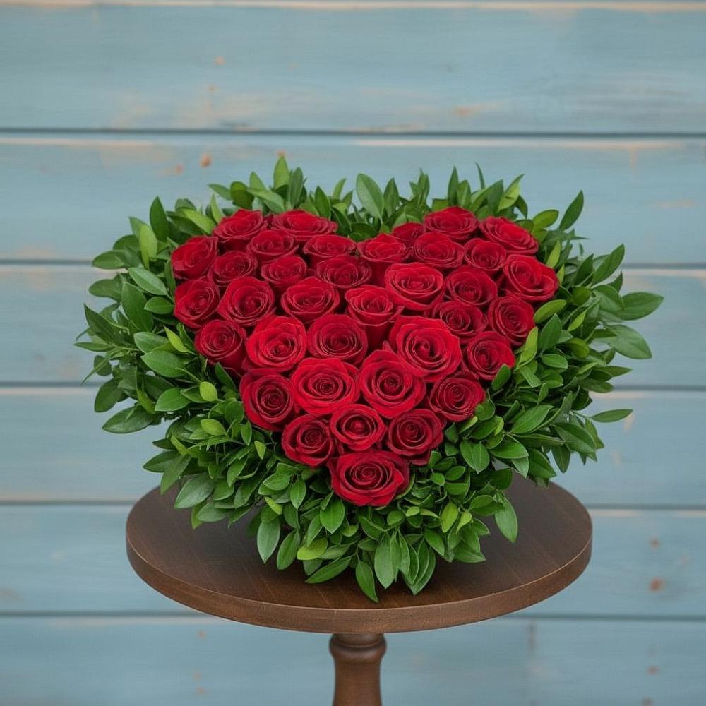 Цветочная композиция из Розы в виде сердца в Черницыне