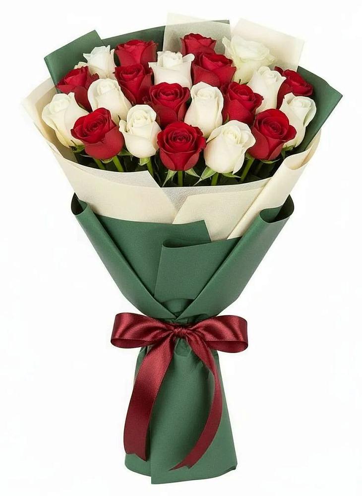 Букет Микс из красных и белых роз в Черницыне