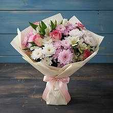 Букет цветов из:  Хризантемы, Альстромерии и Розы в Черницыне