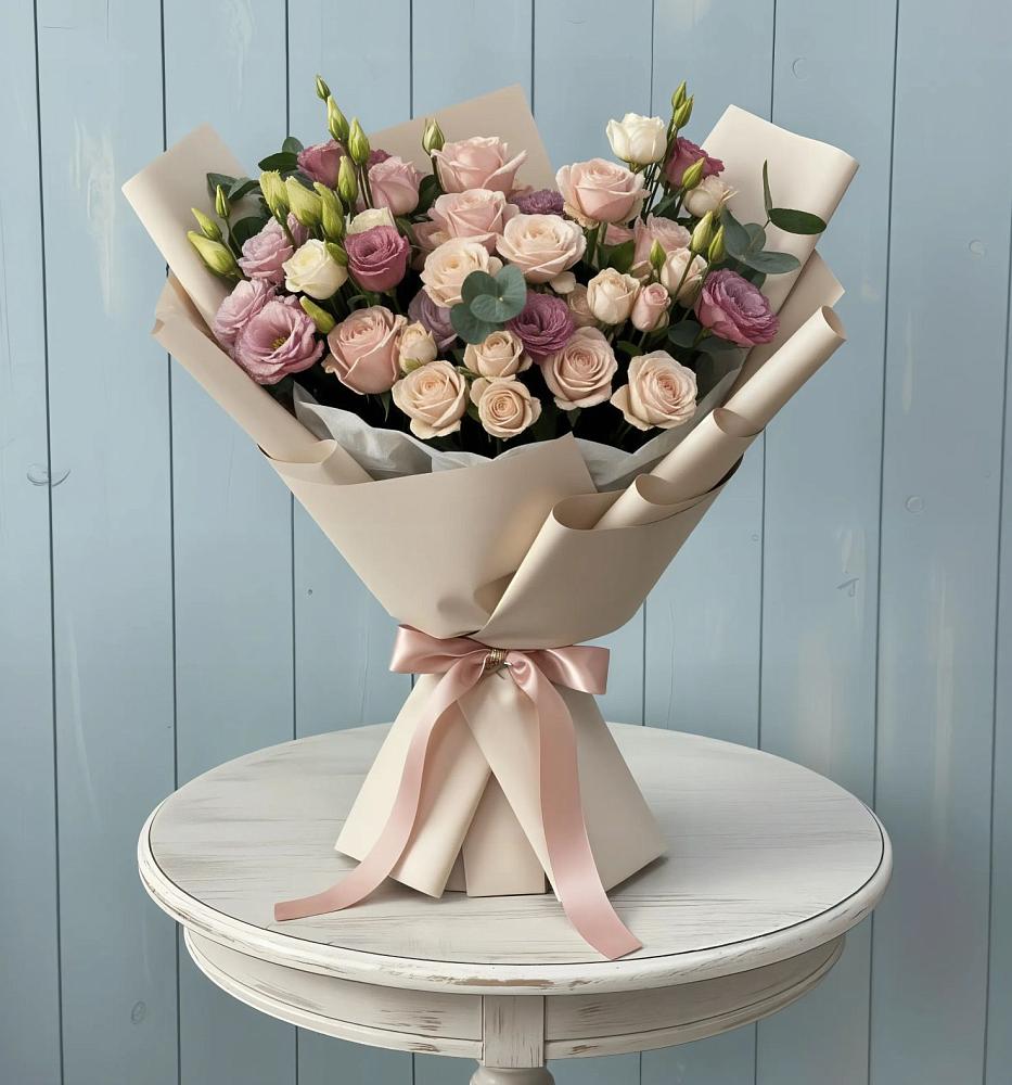 Букет цветов из: Розы и Лизиантусы в Черницыне