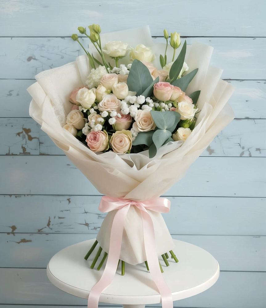 Букет цветов из: Розы и Лизиантусы в Черницыне