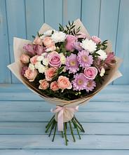 Букет цветов из:  Хризантемы, Розы и Альстромерии в Черницыне