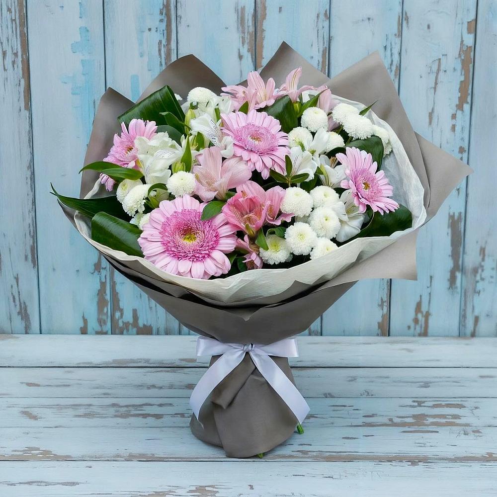 Букет цветов из: Герберы, Альстромерии и Хризантемы в Черницыне