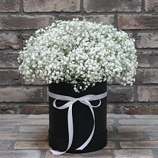 Цветочная композиция из Гипсофила в шляпной коробке в Черницыне