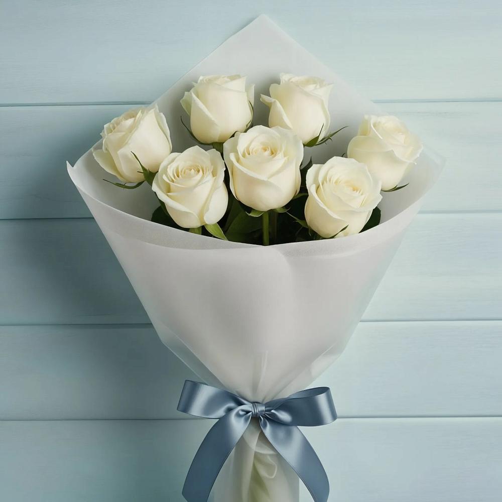 Букет 7 Белых роз Эдлесс Лав в Черницыне